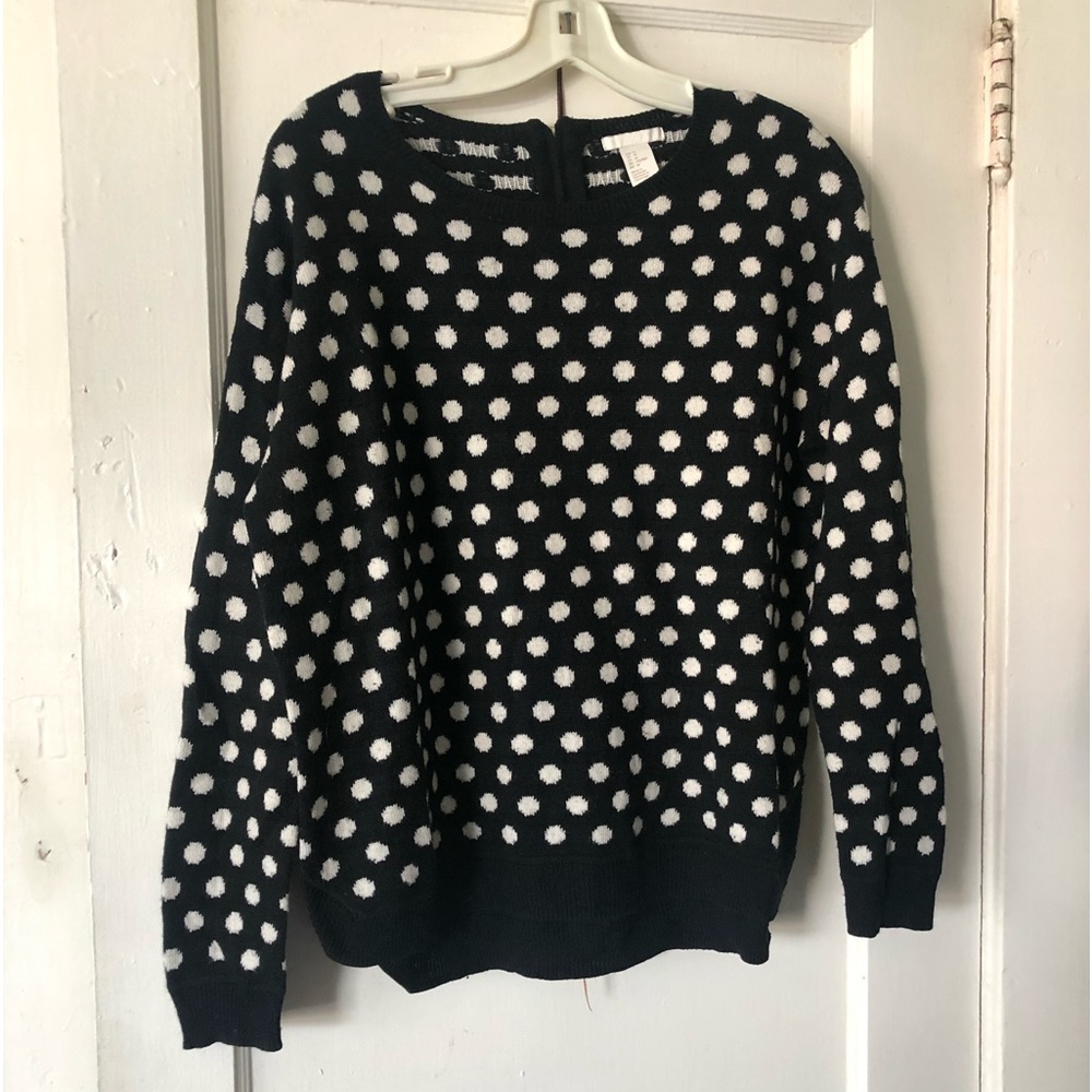 Forever 21 Black Sweater with White Polka Dots